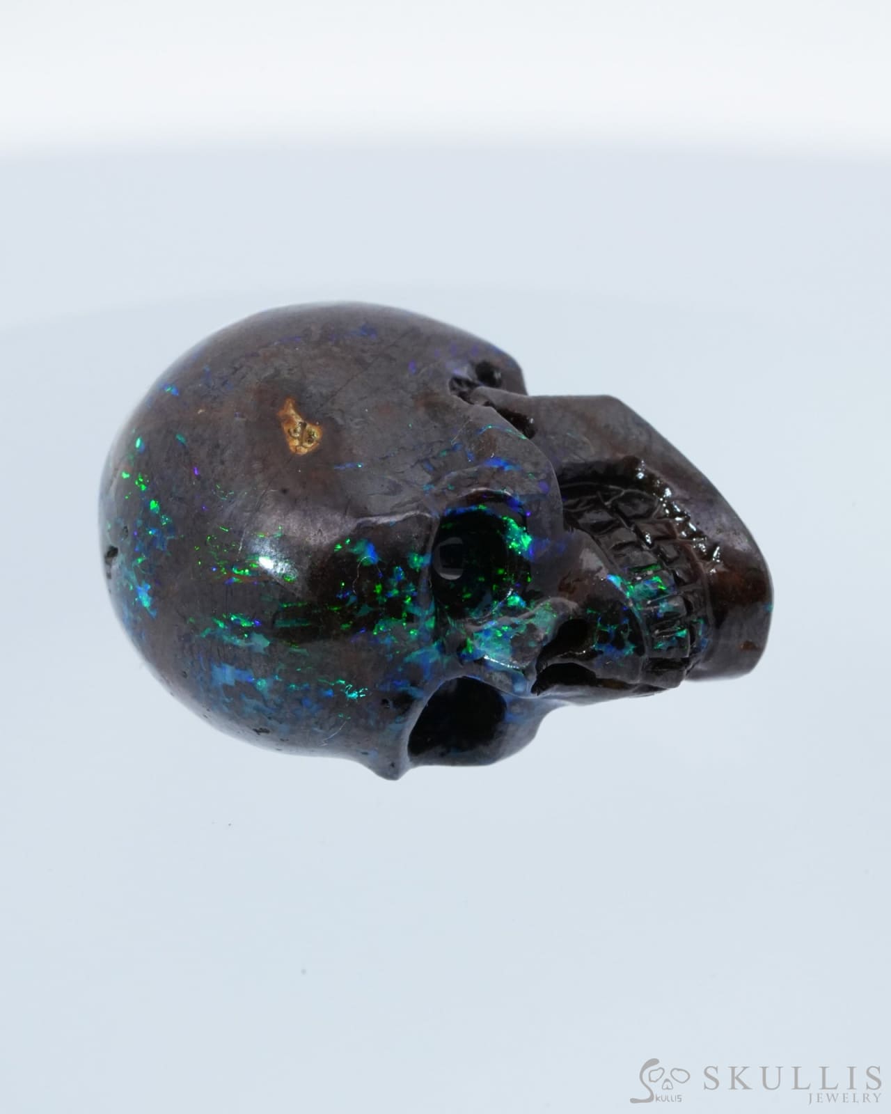 0.7’’ Matrix Opal Carved Gem Skull Skullis Realistic - 0500008 Tiny Gemstone