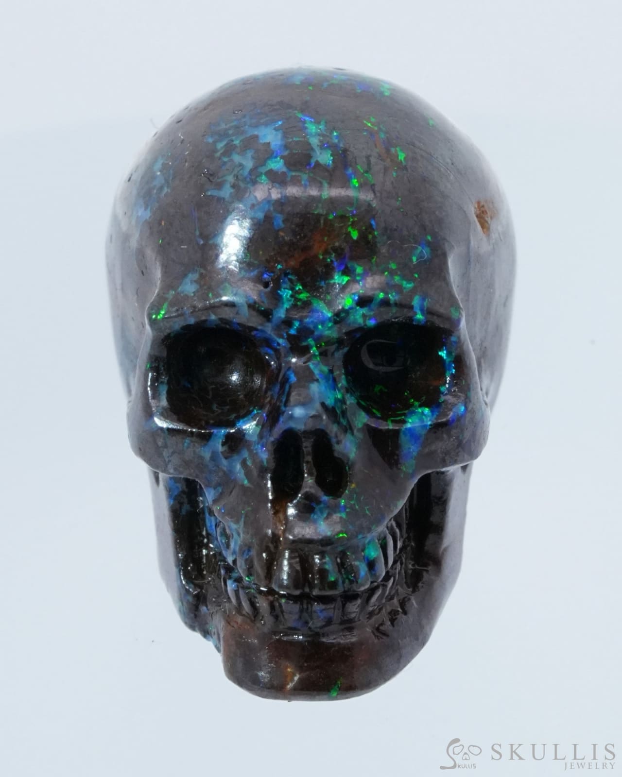 0.7’’ Matrix Opal Carved Gem Skull Skullis Realistic - 0500008 Tiny Gemstone