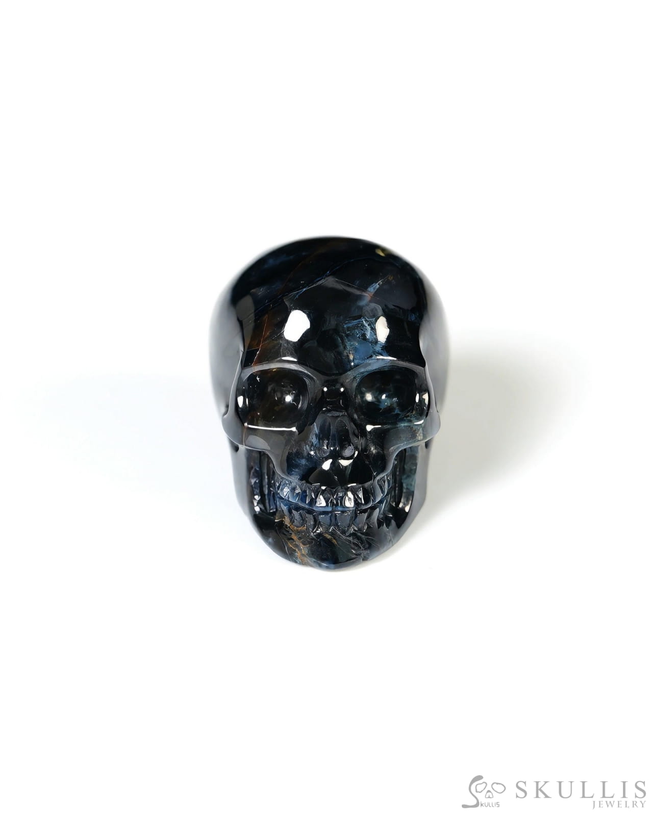 Super Flash 0.8’’ Pietersite Carved Gem Skull Skullis Realistic - Y9500461 - Tiny Gemstone Skull