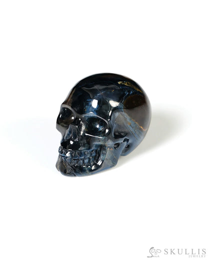 Super Flash 0.8’’ Pietersite Carved Gem Skull Skullis Realistic - Y9500461 - Tiny Gemstone Skull