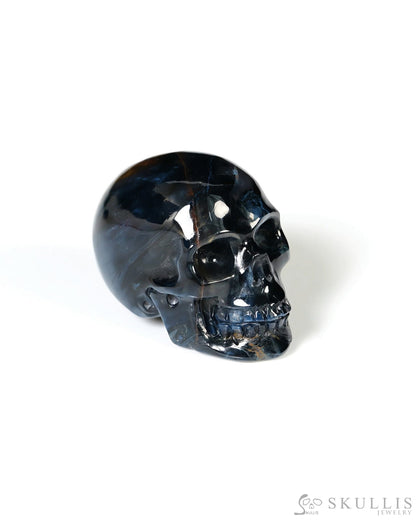 Super Flash 0.8’’ Pietersite Carved Gem Skull Skullis Realistic - Y9500461 - Tiny Gemstone Skull
