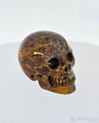 Super Flash 0.9’’ Pietersite Carved Gem Skull Skullis Realistic - 9500057 Tiny Gemstone