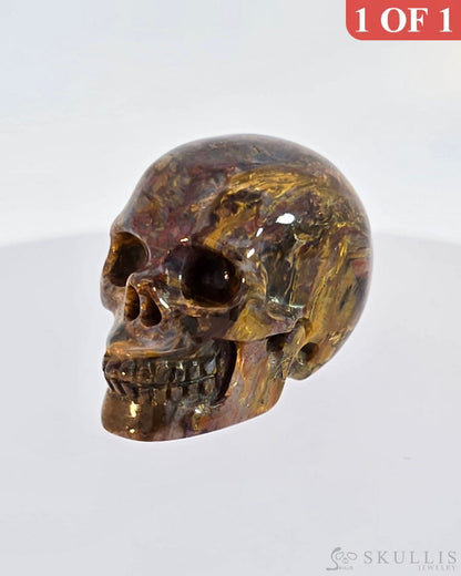Super Flash 0.9’’ Pietersite Carved Gem Skull Skullis Realistic - 9500057 Tiny Gemstone