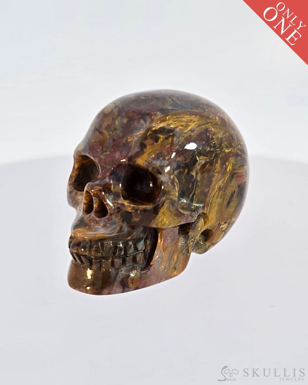 Super Flash 0.9’’ Pietersite Carved Gem Skull Skullis Realistic - 9500057 Tiny Gemstone