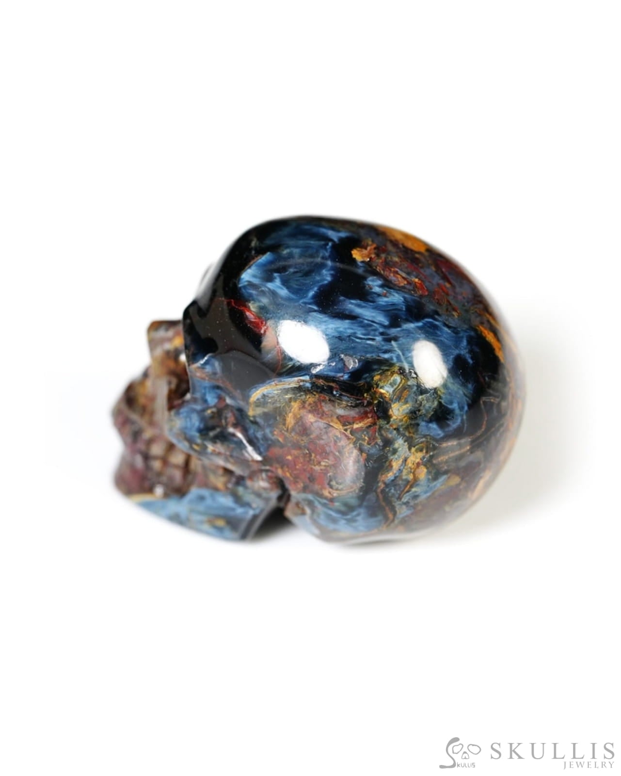 Super Flash 0.9’’ Pietersite Carved Gem Skull Skullis Realistic - Y9500460 - Tiny Gemstone Skull
