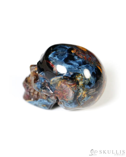Super Flash 0.9’’ Pietersite Carved Gem Skull Skullis Realistic - Y9500460 - Tiny Gemstone Skull