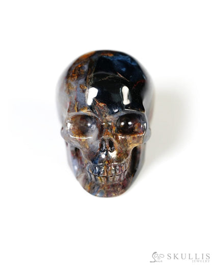 Super Flash 0.9’’ Pietersite Carved Gem Skull Skullis Realistic - Y9500460 - Tiny Gemstone Skull