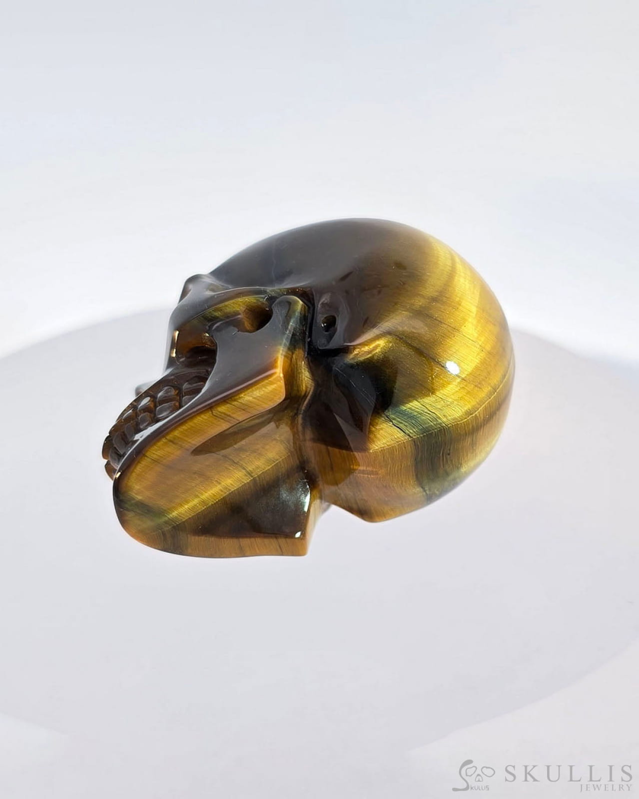 Gem Skull Of Gold Tiger’s Eye Carved Realistic Tiny Gemstone