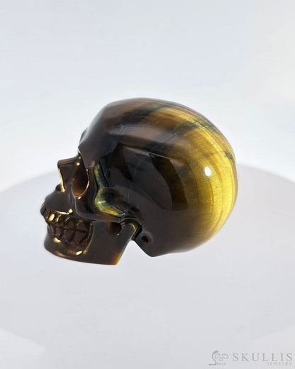 Gem Skull Of Gold Tiger’s Eye Carved Realistic Tiny Gemstone
