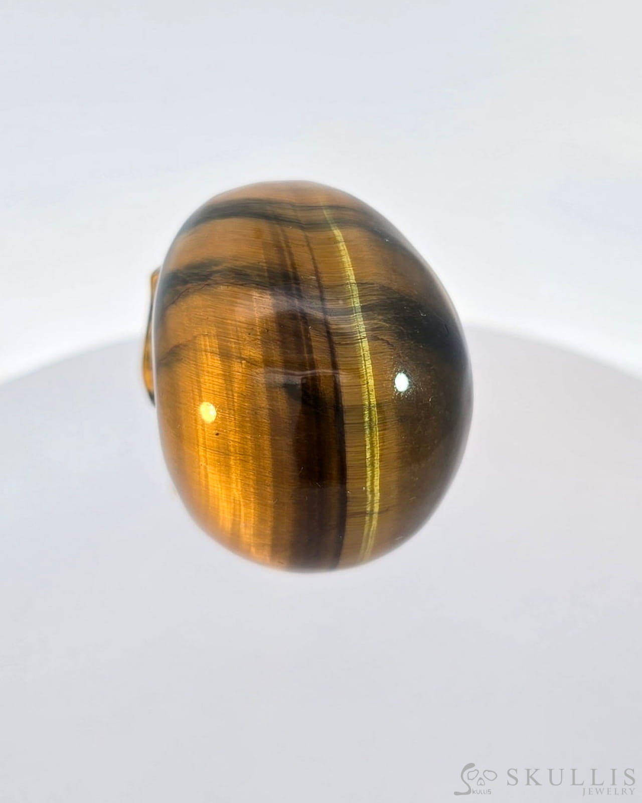 Gem Skull Of Gold Tiger’s Eye Carved Realistic Tiny Gemstone