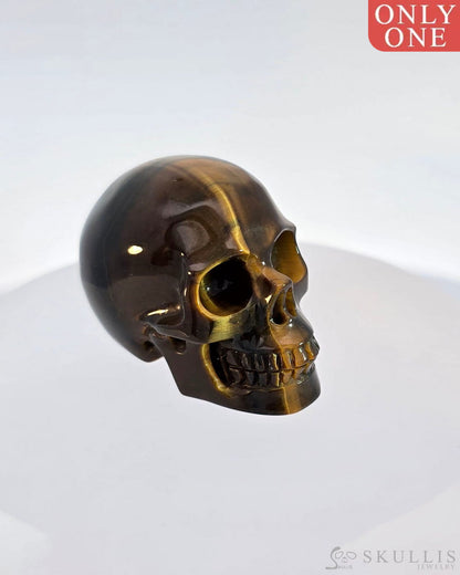 Gem Skull Of Gold Tiger’s Eye Carved Realistic Tiny Gemstone