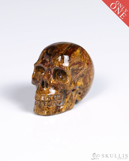 Super Flash 1.1’’ Pietersite Carved Gem Skull Skullis Realistic - 9900065 - Tiny Gemstone Skull