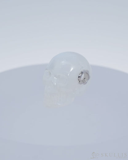 Super Flash Skullis Signature Moonstone Gem Skull Pendant Or Necklace Hand Carved Sterling Silver