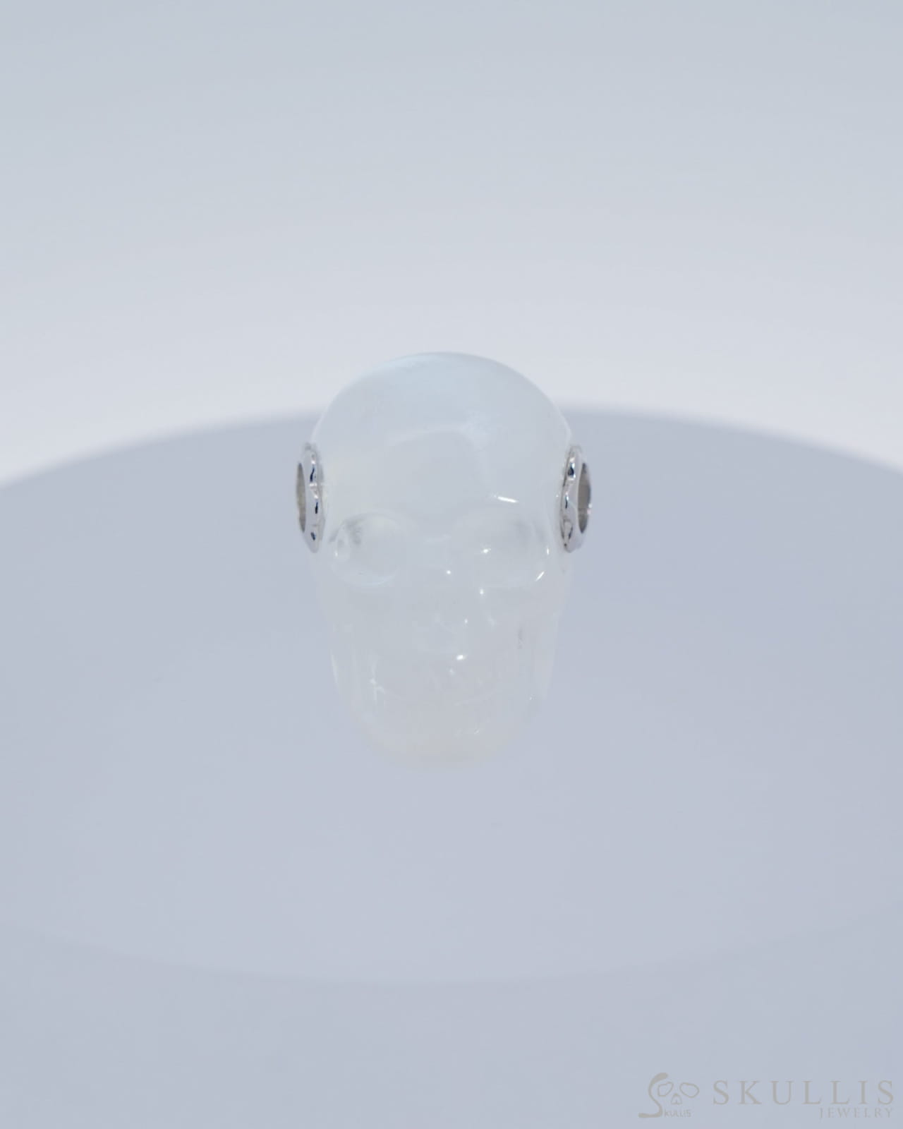 Super Flash Skullis Signature Moonstone Gem Skull Pendant Or Necklace Hand Carved Sterling Silver