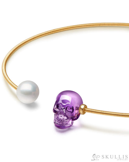 Gem Skull Pendant Necklace Of Amethyst Carved Skull Skull Pendants
