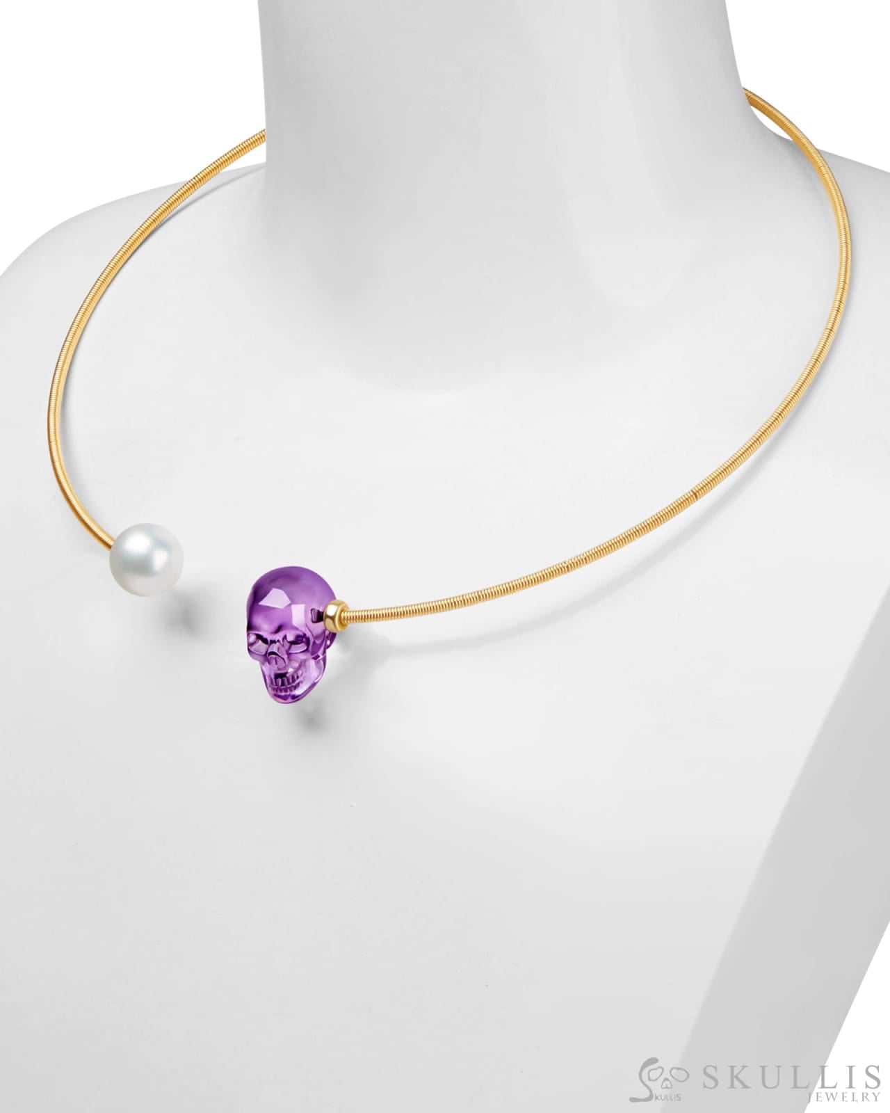 Gem Skull Pendant Necklace Of Amethyst Carved Skull Skull Pendants