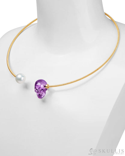 Gem Skull Pendant Necklace Of Amethyst Carved Skull Skull Pendants