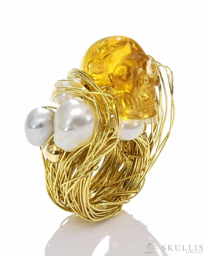 Gem Skull Ring Of Quartz Rock Crystal Carved Skull Skull Rings