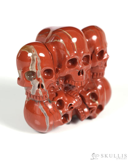 Gem Skull Buckle of Red Jasper Carved Skull with Genuine Leather - ZR19900014 Skull Buckles