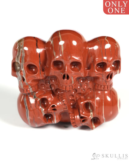 Gem Skull Buckle of Red Jasper Carved Skull with Genuine Leather - ZR19900014 Skull Buckles
