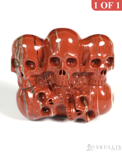 Gem Skull Buckle of Red Jasper Carved Skull with Genuine Leather - ZR19900014 Skull Buckles
