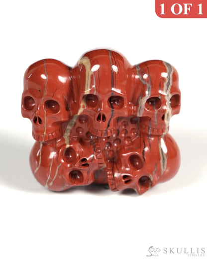 The Circle of Guardians - Gem Skull Buckle of Red Jasper Carved Skull with Genuine Leather - ZR19900015 Skull Buckles