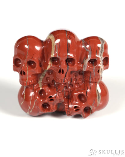 The Circle of Guardians - Gem Skull Buckle of Red Jasper Carved Skull with Genuine Leather - ZR19900015 Skull Buckles