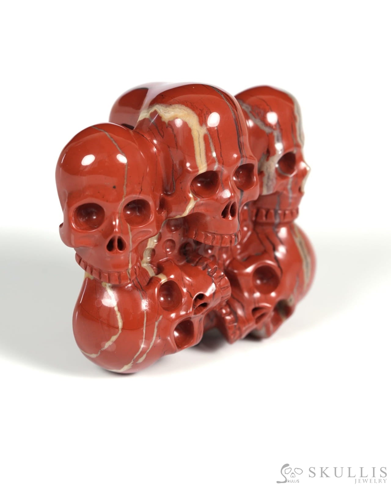 The Circle of Guardians - Gem Skull Buckle of Red Jasper Carved Skull with Genuine Leather - ZR19900015 Skull Buckles