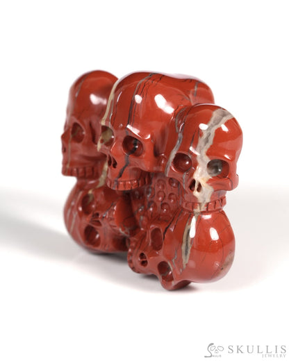 The Circle of Guardians - Gem Skull Buckle of Red Jasper Carved Skull with Genuine Leather - ZR19900015 Skull Buckles