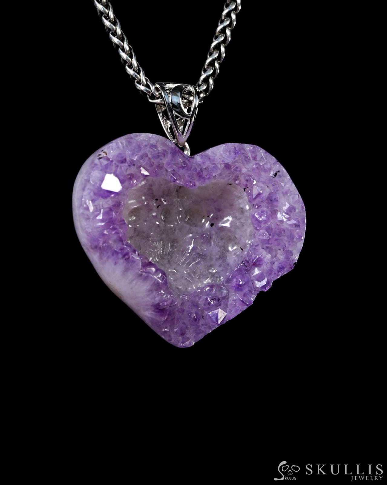 Gem Skull Pendant Necklace of Amethyst & Agate Carved Skull - Y9500442 - Skull Pendants