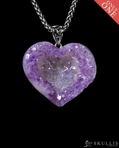 Gem Skull Pendant Necklace of Amethyst & Agate Carved Skull - Y9500442 - Skull Pendants