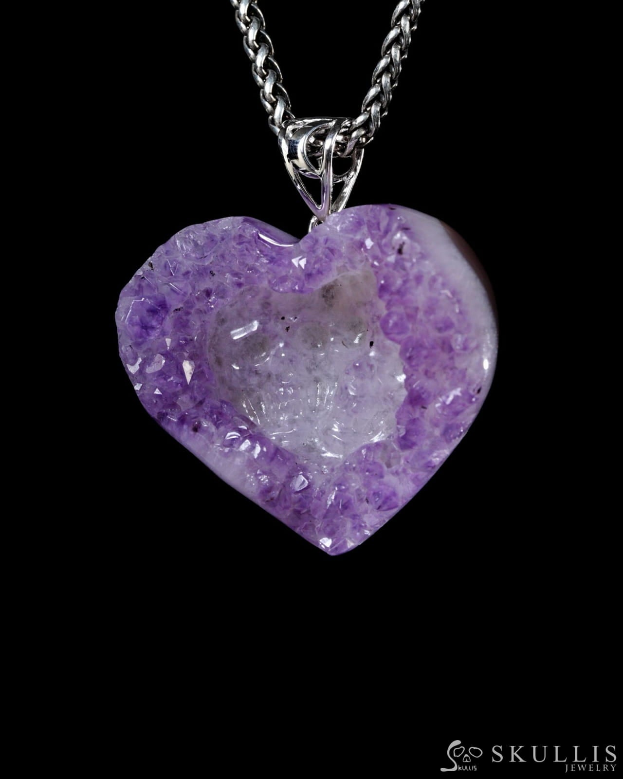 Gem Skull Pendant Necklace of Amethyst & Agate Carved Skull - Y9500442 - Skull Pendants