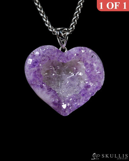 Gem Skull Pendant Necklace of Amethyst & Agate Carved Skull - Y9500442 - Skull Pendants