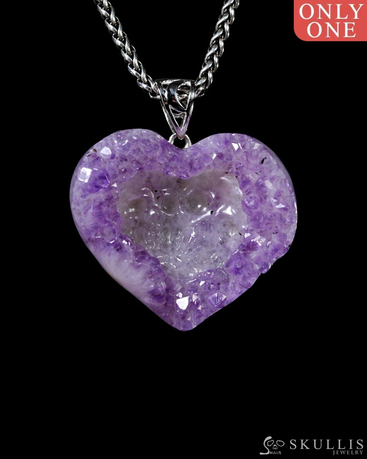 Gem Skull Pendant Necklace of Amethyst & Agate Carved Skull - Y9500442 - Skull Pendants