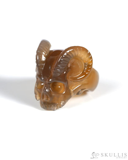 Gem Skull Ring of Agate Carved Beast Skull US size 8.5 - ZR19900027 Skull Rings