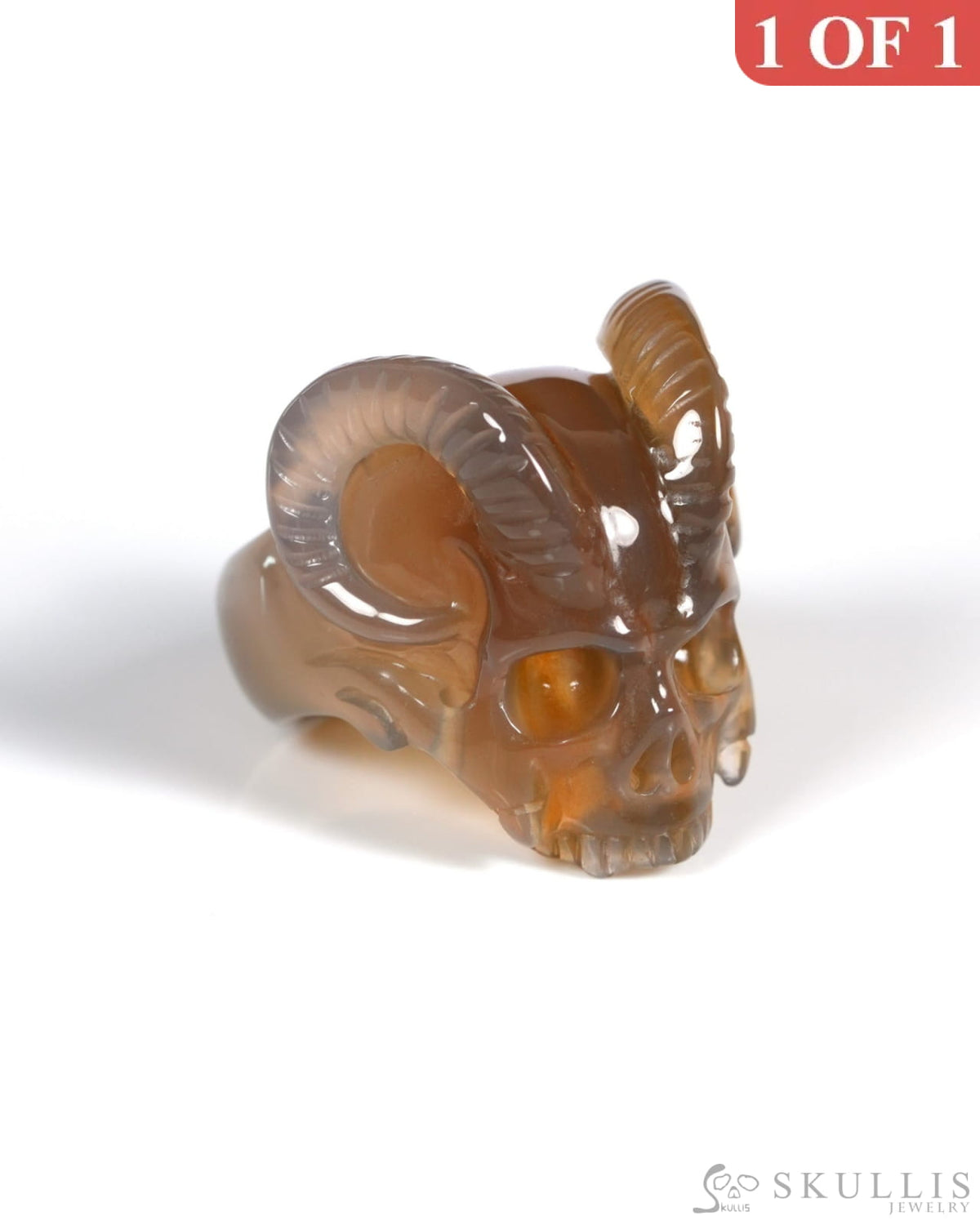 Gem Skull Ring of Agate Carved Beast Skull US size 8.5 - ZR19900027 Skull Rings