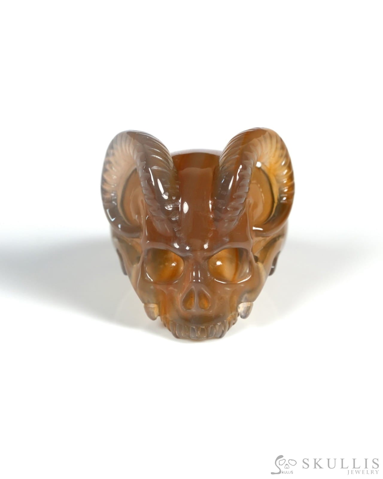 Gem Skull Ring of Agate Carved Beast Skull US size 8.5 - ZR19900027 Skull Rings