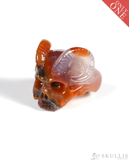 Gem Skull Ring of Agate Carved Beast Skull US size 10 - ZR19900028 Skull Rings