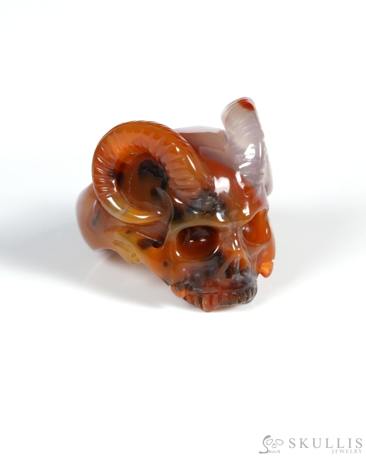 Gem Skull Ring of Agate Carved Beast Skull US size 10 - ZR19900028 Skull Rings