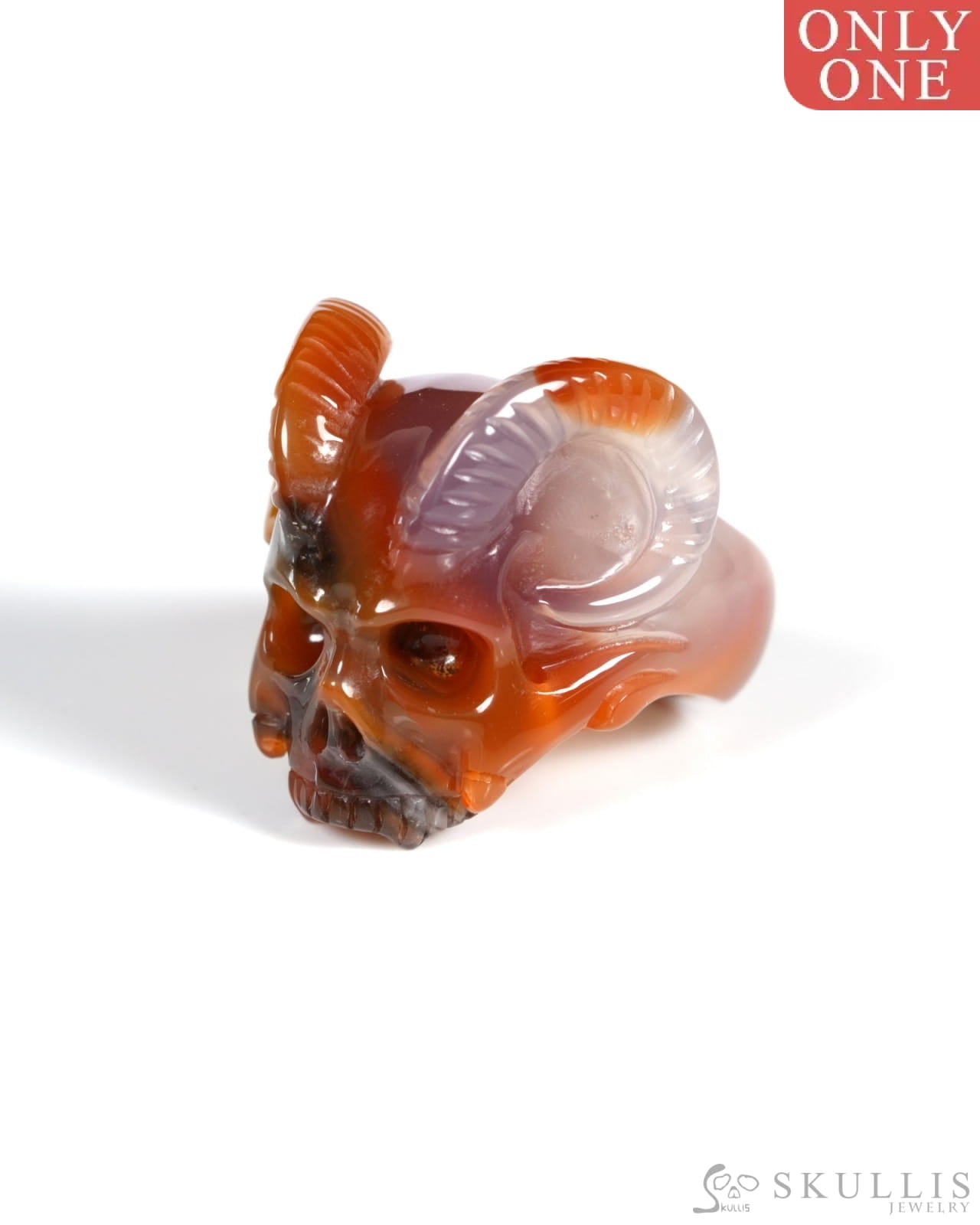 Gem Skull Ring of Agate Carved Beast Skull US size 10 - ZR19900028 Skull Rings