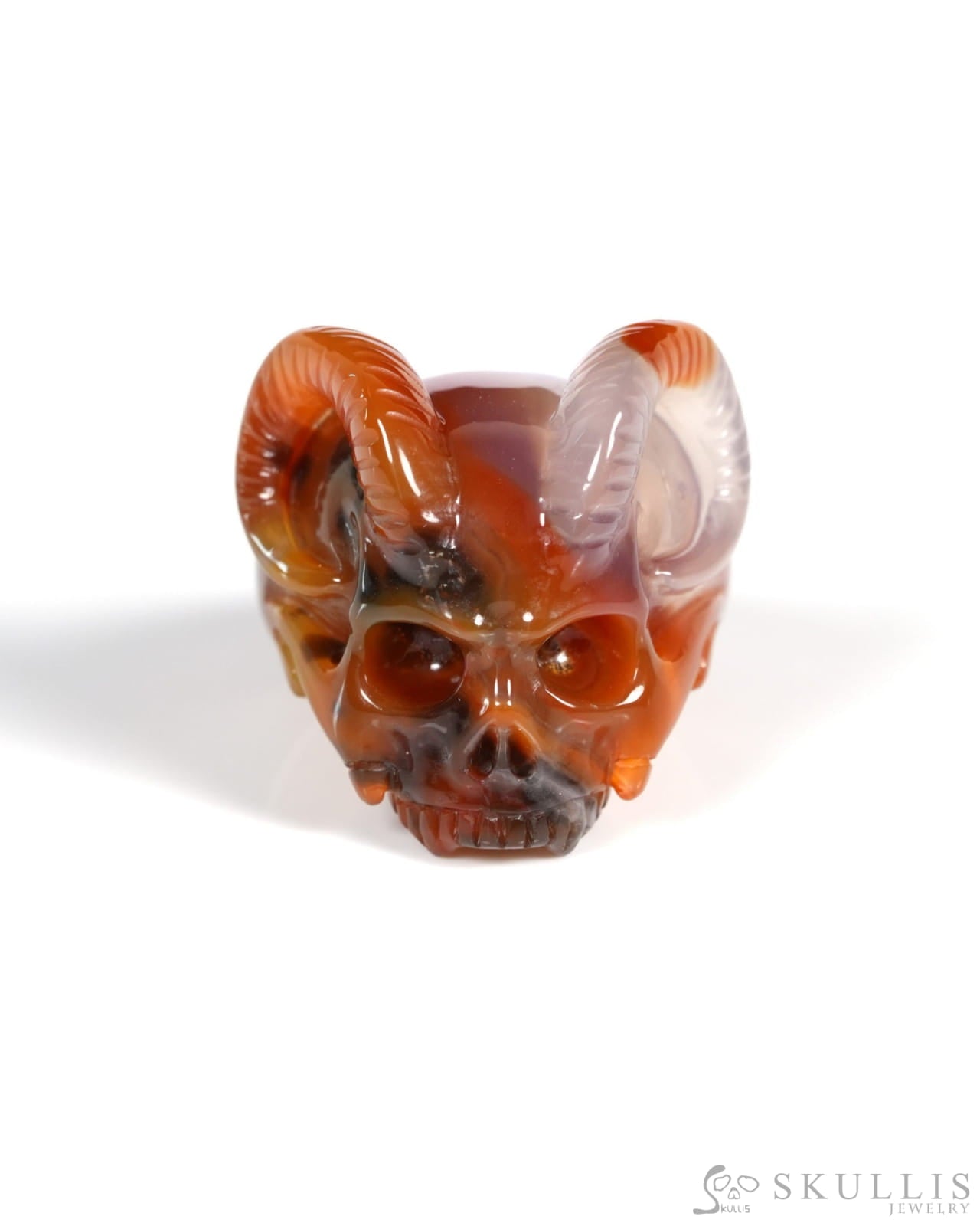 Gem Skull Ring of Agate Carved Beast Skull US size 10 - ZR19900028 Skull Rings