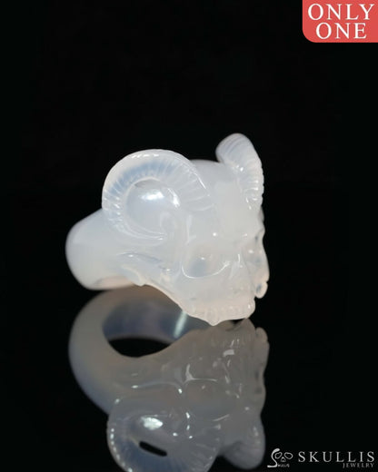 Gem Skull Ring of Bloodstone Carved Beast Skull US size 11 - 9500231 Skull Rings