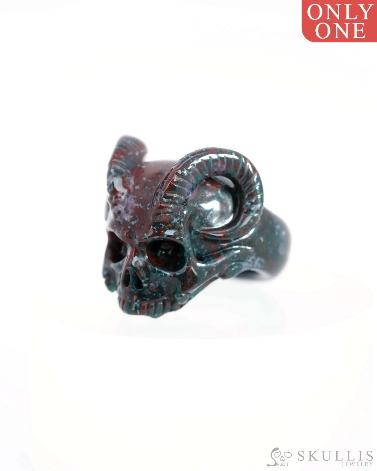 Gem Skull Ring of Red Crazy Lace Agate Carved Beast Skull US size 9 - 0800026 (Copy) Skull Rings