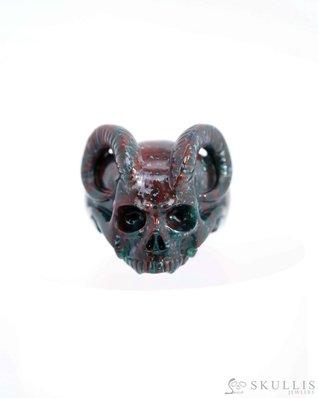 Gem Skull Ring of Red Crazy Lace Agate Carved Beast Skull US size 9 - 0800026 (Copy) Skull Rings