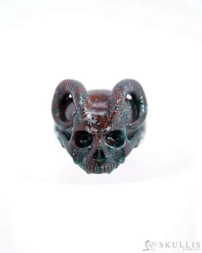 Gem Skull Ring of Red Crazy Lace Agate Carved Beast Skull US size 9 - 0800026 (Copy) Skull Rings