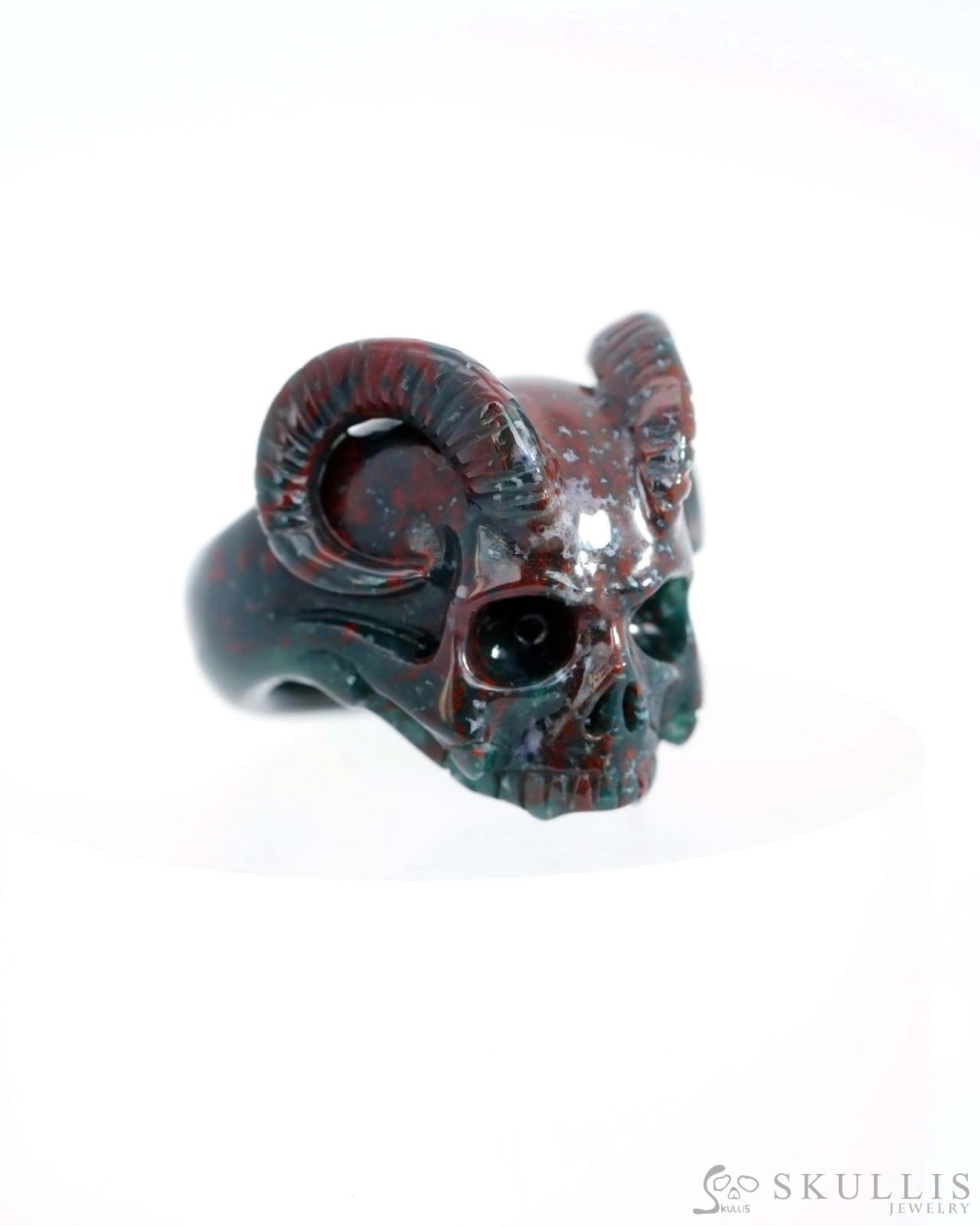 Gem Skull Ring of Red Crazy Lace Agate Carved Beast Skull US size 9 - 0800026 (Copy) Skull Rings