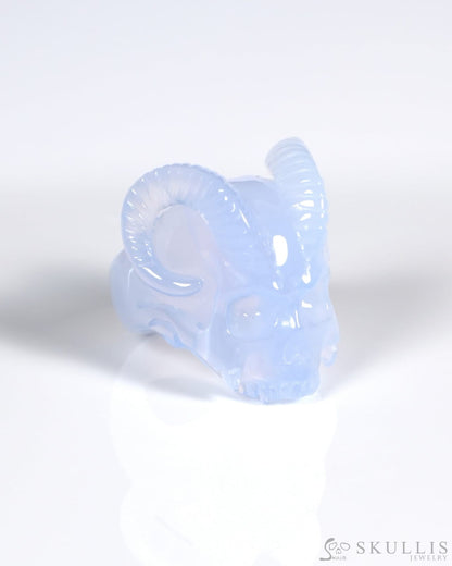 Gem Skull Ring of Blue Chalcedony Carved Beast Skull US size 7 - ZR19900026 Skull Rings
