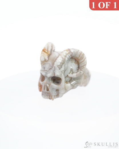 Gem Skull Ring Of Red Crazy Lace Agate Carved Us Size 7 - 0500022 Rings