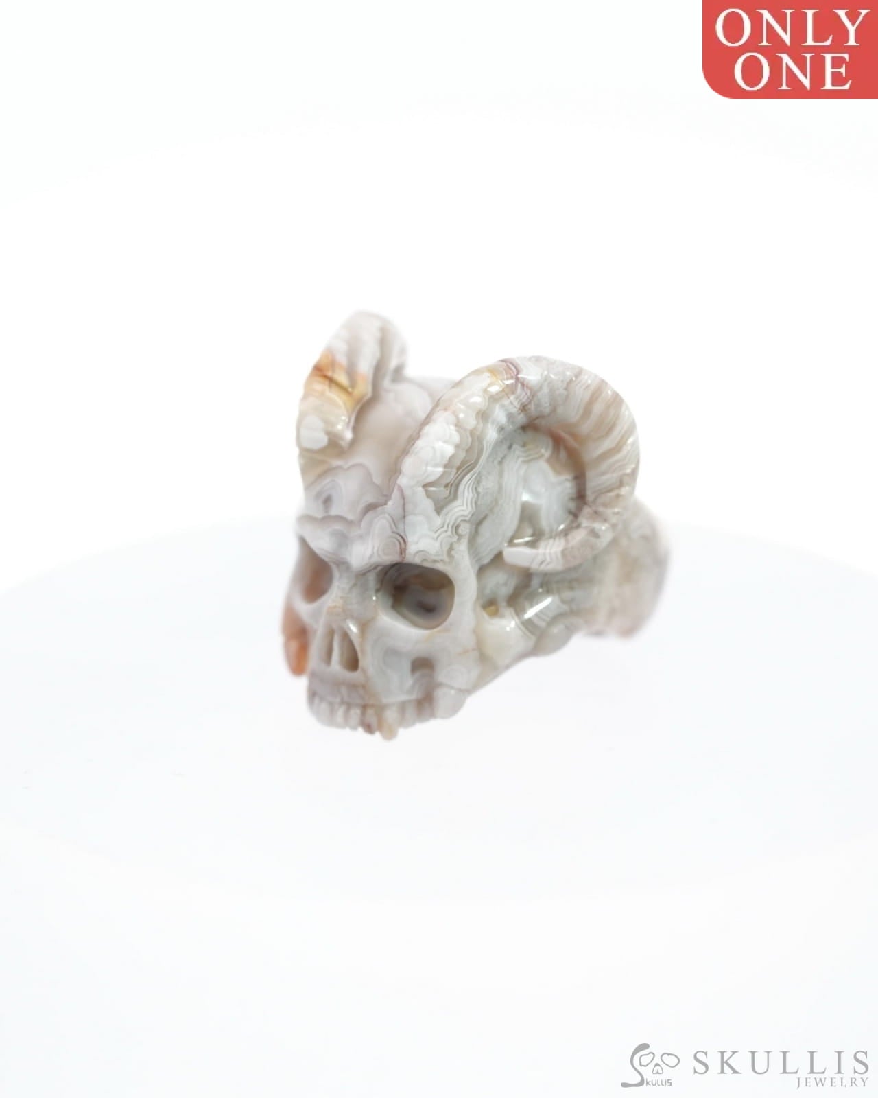Gem Skull Ring Of Red Crazy Lace Agate Carved Us Size 7 - 0500022 Rings