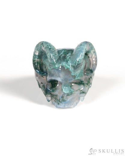 Gem Skull Ring of Green Moss Agate Carved Beast Skull US size 11 - ZR19900029 Skull Rings